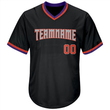 Load image into Gallery viewer, Custom Black Orange-Gray Authentic Throwback Rib-Knit Baseball Jersey Shirt