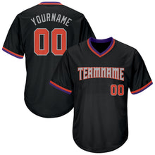 Load image into Gallery viewer, Custom Black Orange-Gray Authentic Throwback Rib-Knit Baseball Jersey Shirt