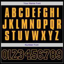 Load image into Gallery viewer, Custom Black Black-Gold Authentic Throwback Rib-Knit Baseball Jersey Shirt