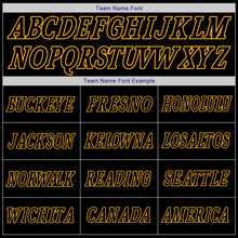 Load image into Gallery viewer, Custom Black Black-Gold Authentic Throwback Rib-Knit Baseball Jersey Shirt