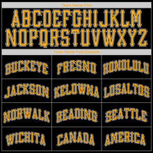 Load image into Gallery viewer, Custom Black Gold-White Authentic Throwback Rib-Knit Baseball Jersey Shirt