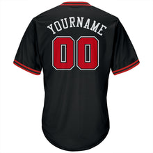 Load image into Gallery viewer, Custom Black Red-White Authentic Throwback Rib-Knit Baseball Jersey Shirt