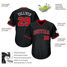 Load image into Gallery viewer, Custom Black Red-White Authentic Throwback Rib-Knit Baseball Jersey Shirt