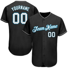 Load image into Gallery viewer, Custom Black White-Panther Blue Authentic Baseball Jersey