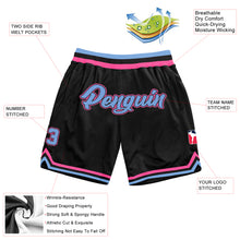 Load image into Gallery viewer, Custom Black Light Blue-Pink Authentic Throwback Basketball Shorts
