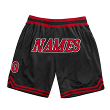 Load image into Gallery viewer, Custom Black Red-White Authentic Throwback Basketball Shorts