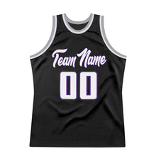 Load image into Gallery viewer, Custom Black White-Purple Authentic Throwback Basketball Jersey