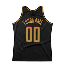 Load image into Gallery viewer, Custom Black Old Gold-Red Authentic Throwback Basketball Jersey
