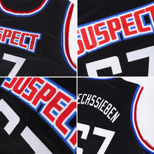 Load image into Gallery viewer, Custom Black White-Red Authentic Throwback Basketball Jersey