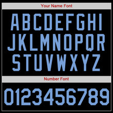 Load image into Gallery viewer, Custom Black Light Blue-Red Authentic Throwback Basketball Jersey