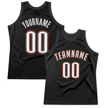 Load image into Gallery viewer, Custom Black White-Orange Authentic Throwback Basketball Jersey