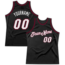 Load image into Gallery viewer, Custom Black White-Maroon Authentic Throwback Basketball Jersey