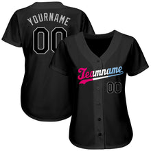 Load image into Gallery viewer, Custom Black Black-Pink Authentic Split Fashion Baseball Jersey