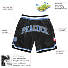 Load image into Gallery viewer, Custom Black Light Blue-White Authentic Throwback Basketball Shorts
