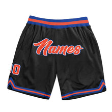 Load image into Gallery viewer, Custom Black Orange-Royal Authentic Throwback Basketball Shorts