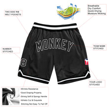 Load image into Gallery viewer, Custom Black Black-White Authentic Throwback Basketball Shorts