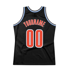 Load image into Gallery viewer, Custom Black Orange-Light Blue Authentic Throwback Basketball Jersey