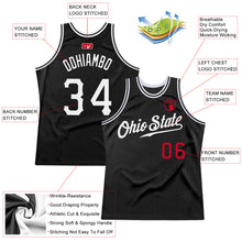 Load image into Gallery viewer, Custom Black White-Red Authentic Throwback Basketball Jersey