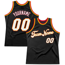 Load image into Gallery viewer, Custom Black White-Red Authentic Throwback Basketball Jersey