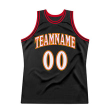 Load image into Gallery viewer, Custom Black White-Red Authentic Throwback Basketball Jersey