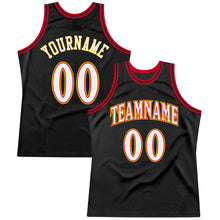 Load image into Gallery viewer, Custom Black White-Red Authentic Throwback Basketball Jersey