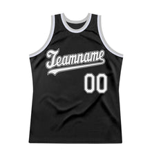 Load image into Gallery viewer, Custom Black White-Gray Authentic Throwback Basketball Jersey