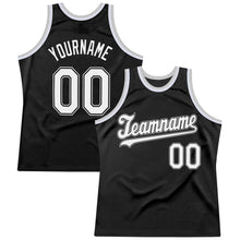 Load image into Gallery viewer, Custom Black White-Gray Authentic Throwback Basketball Jersey
