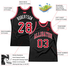 Load image into Gallery viewer, Custom Black Red-White Authentic Throwback Basketball Jersey