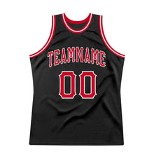 Load image into Gallery viewer, Custom Black Red-White Authentic Throwback Basketball Jersey