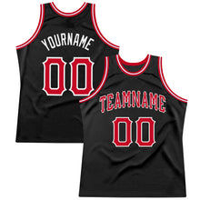 Load image into Gallery viewer, Custom Black Red-White Authentic Throwback Basketball Jersey