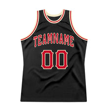 Load image into Gallery viewer, Custom Black Red-Cream Authentic Throwback Basketball Jersey