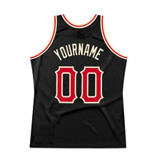 Load image into Gallery viewer, Custom Black Red-Cream Authentic Throwback Basketball Jersey