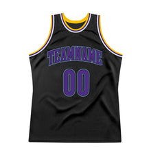 Load image into Gallery viewer, Custom Black Purple-Light Blue Authentic Throwback Basketball Jersey