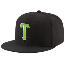 Load image into Gallery viewer, Custom Black Neon Green-White Stitched Adjustable Snapback Hat