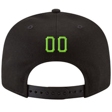Load image into Gallery viewer, Custom Black Neon Green-White Stitched Adjustable Snapback Hat
