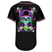 Load image into Gallery viewer, Custom Black Light Blue-Pink Authentic Skull Fashion Baseball Jersey