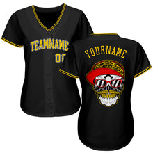Load image into Gallery viewer, Custom Black Gold-White Authentic Skull Fashion Baseball Jersey