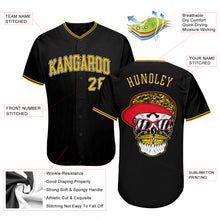 Load image into Gallery viewer, Custom Black Gold-White Authentic Skull Fashion Baseball Jersey