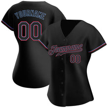 Load image into Gallery viewer, Custom Black Black-Red Authentic Baseball Jersey