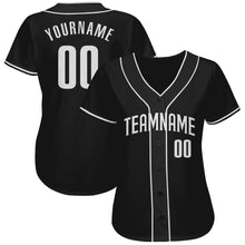 Load image into Gallery viewer, Custom Black White Authentic Baseball Jersey