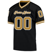 Load image into Gallery viewer, Custom Black Old Gold-White Mesh Authentic Throwback Football Jersey
