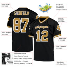 Load image into Gallery viewer, Custom Black Old Gold-White Mesh Authentic Throwback Football Jersey