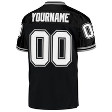 Load image into Gallery viewer, Custom Black White-Gray Mesh Authentic Throwback Football Jersey