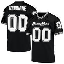 Load image into Gallery viewer, Custom Black White-Gray Mesh Authentic Throwback Football Jersey