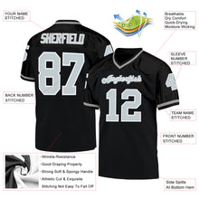 Load image into Gallery viewer, Custom Black Silver-White Mesh Authentic Throwback Football Jersey