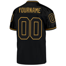 Load image into Gallery viewer, Custom Black Black-Old Gold Mesh Authentic Throwback Football Jersey