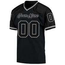 Load image into Gallery viewer, Custom Black Black-Gray Mesh Authentic Throwback Football Jersey