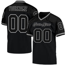 Load image into Gallery viewer, Custom Black Black-Gray Mesh Authentic Throwback Football Jersey