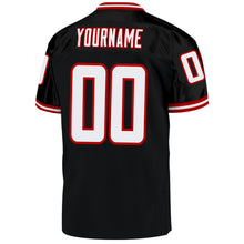 Load image into Gallery viewer, Custom Black White-Red Mesh Authentic Throwback Football Jersey