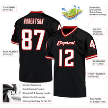 Load image into Gallery viewer, Custom Black White-Red Mesh Authentic Throwback Football Jersey